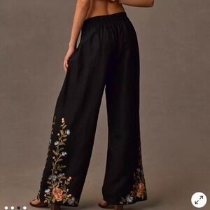 Ranna Gill Anthropologie Pants Linen Embroidered Size M